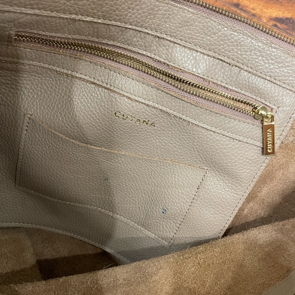 Cuyana Classic Leather Tote Bag Shoulder Carry Shopper Stone Gray - Picture 7 of 11